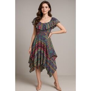 Vintage‎ Fairy Grunge Dress Women 18 Patchwork Floral Asymmetric Retro Boho Y2K